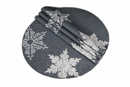 XD17141 Glisten Snowflake Placemats, 16", Set of 4