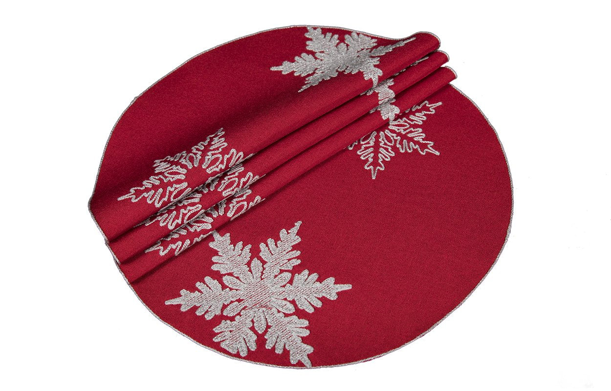 XD17141 Glisten Snowflake Placemats, 16", Set of 4