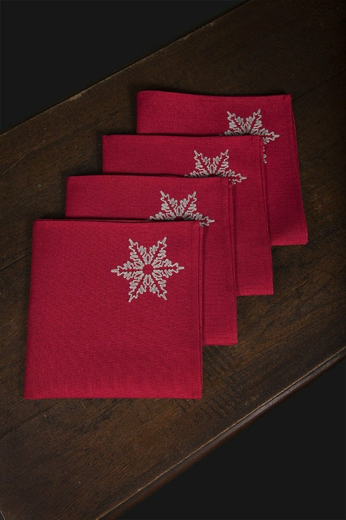 XD17141 Glisten Snowflake Napkins, 20"x20", Set of 4