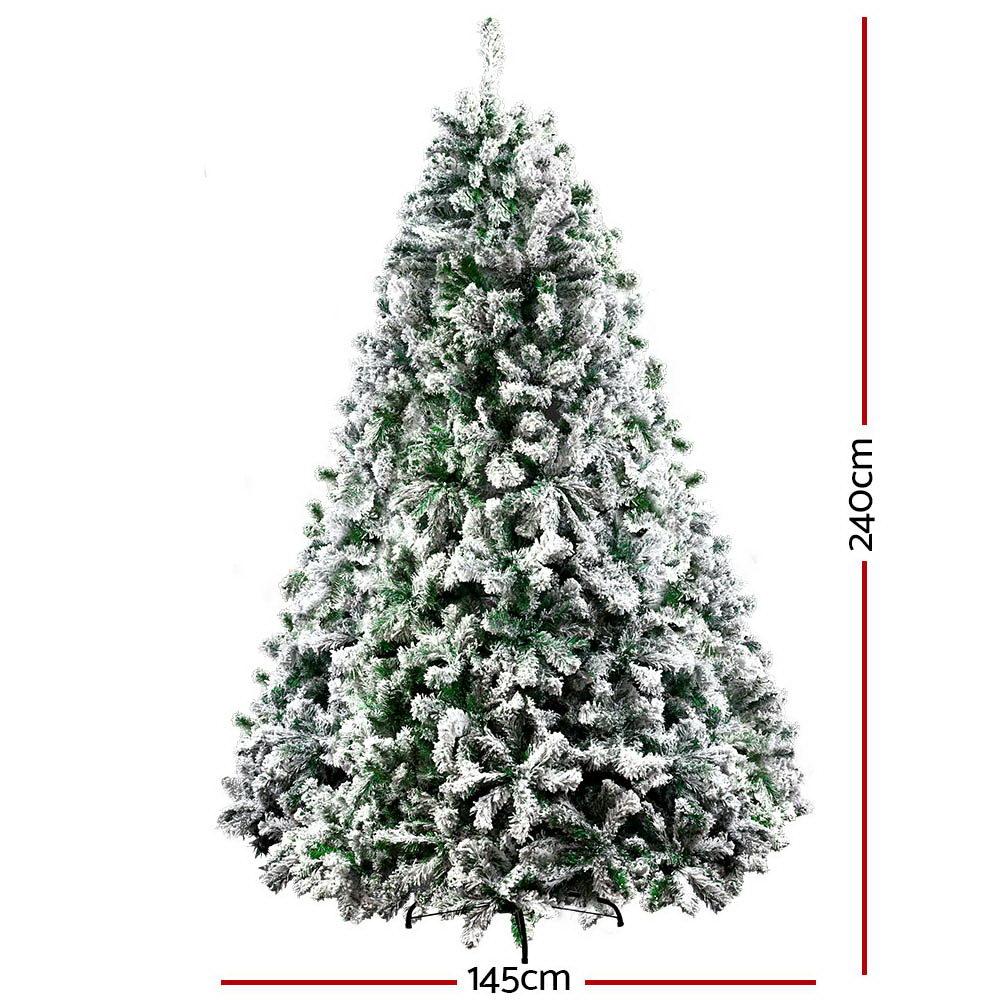 Jingle Jollys Christmas Tree 2.4M Xmas Trees Decorations Snowy 1500