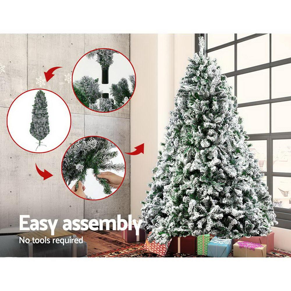 Jingle Jollys Christmas Tree 2.4M Xmas Trees Decorations Snowy 1500