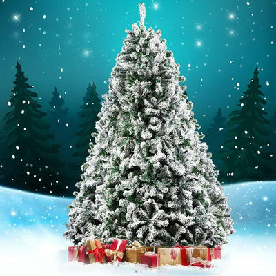 Jingle Jollys Christmas Tree 2.4M Xmas Trees Decorations Snowy 1500