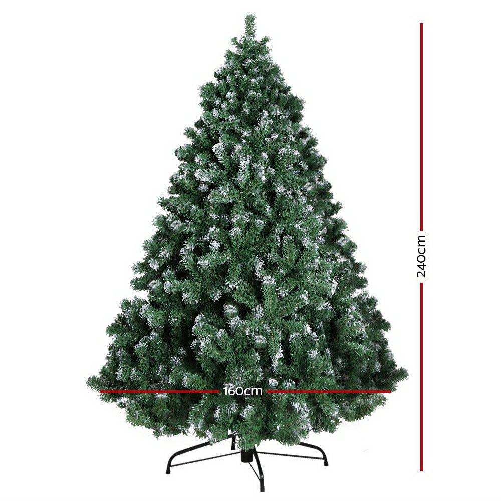 Jingle Jollys Christmas Tree 2.4M Xmas Trees Decorations Snowy 1500