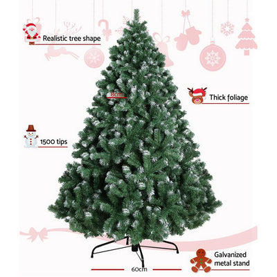 Jingle Jollys Christmas Tree 2.4M Xmas Trees Decorations Snowy 1500