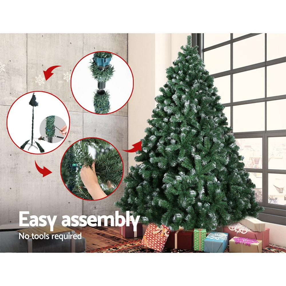 Jingle Jollys Christmas Tree 2.4M Xmas Trees Decorations Snowy 1500