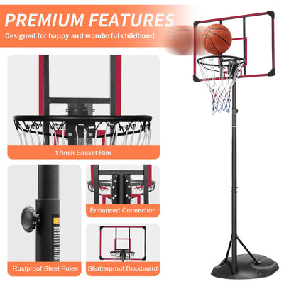 Portable Basketball Hoop System Stand Height Adjustable 7.5ft - 9.2ft