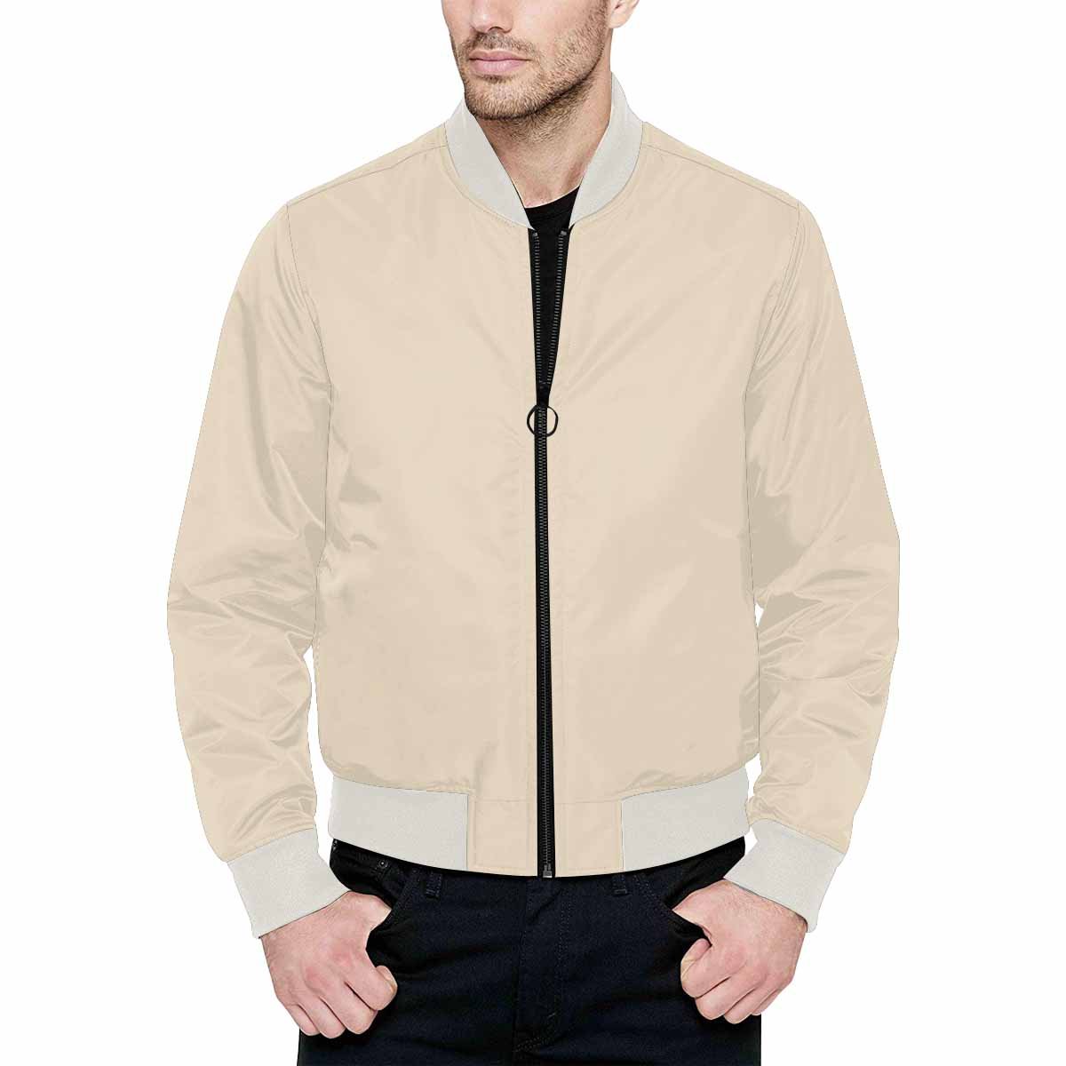 Mens Jacket, Champagne Beige Bomber Jacket