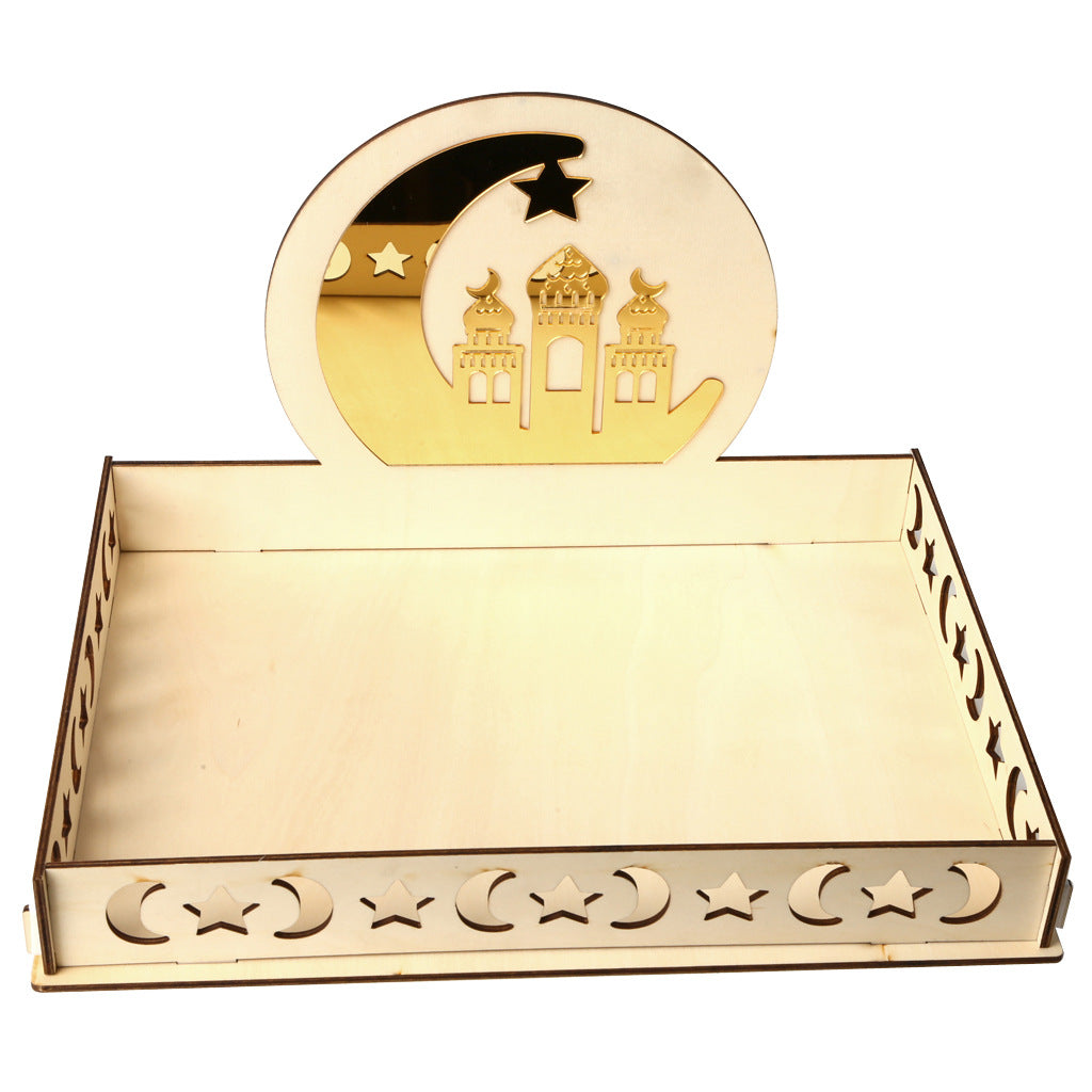 Wooden Ornament Eid Al Fitr Table Decoration Tray