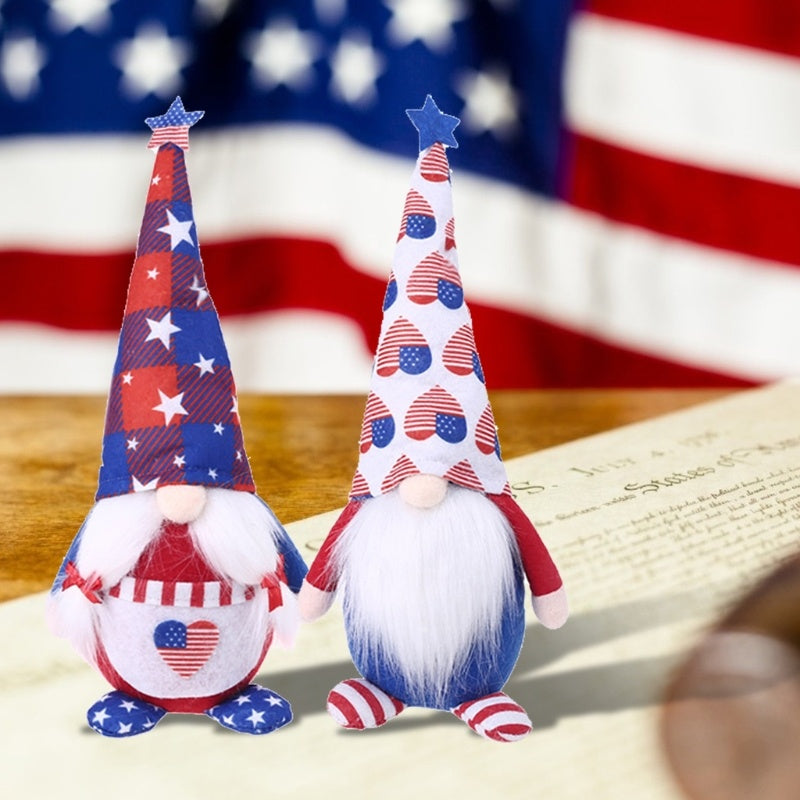 American Flag Independence Day Striped Five-pointed Star Gnome Plush Doll Decoration