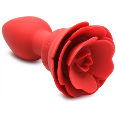 28X Silicone Vibrating Rose Anal Plug w- Remote - Large