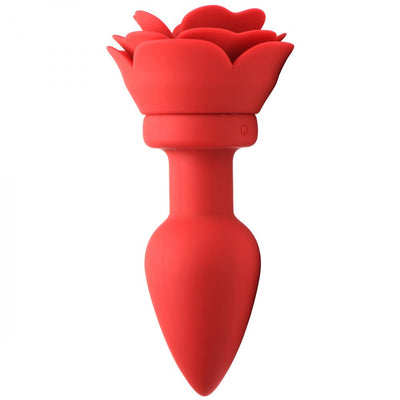 28X Silicone Vibrating Rose Anal Plug w- Remote - Large