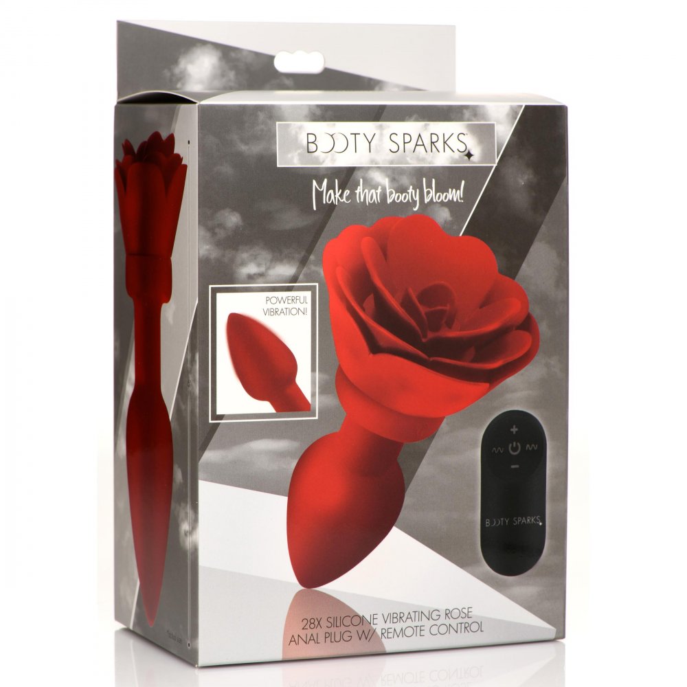 28X Silicone Vibrating Rose Anal Plug w- Remote - Large