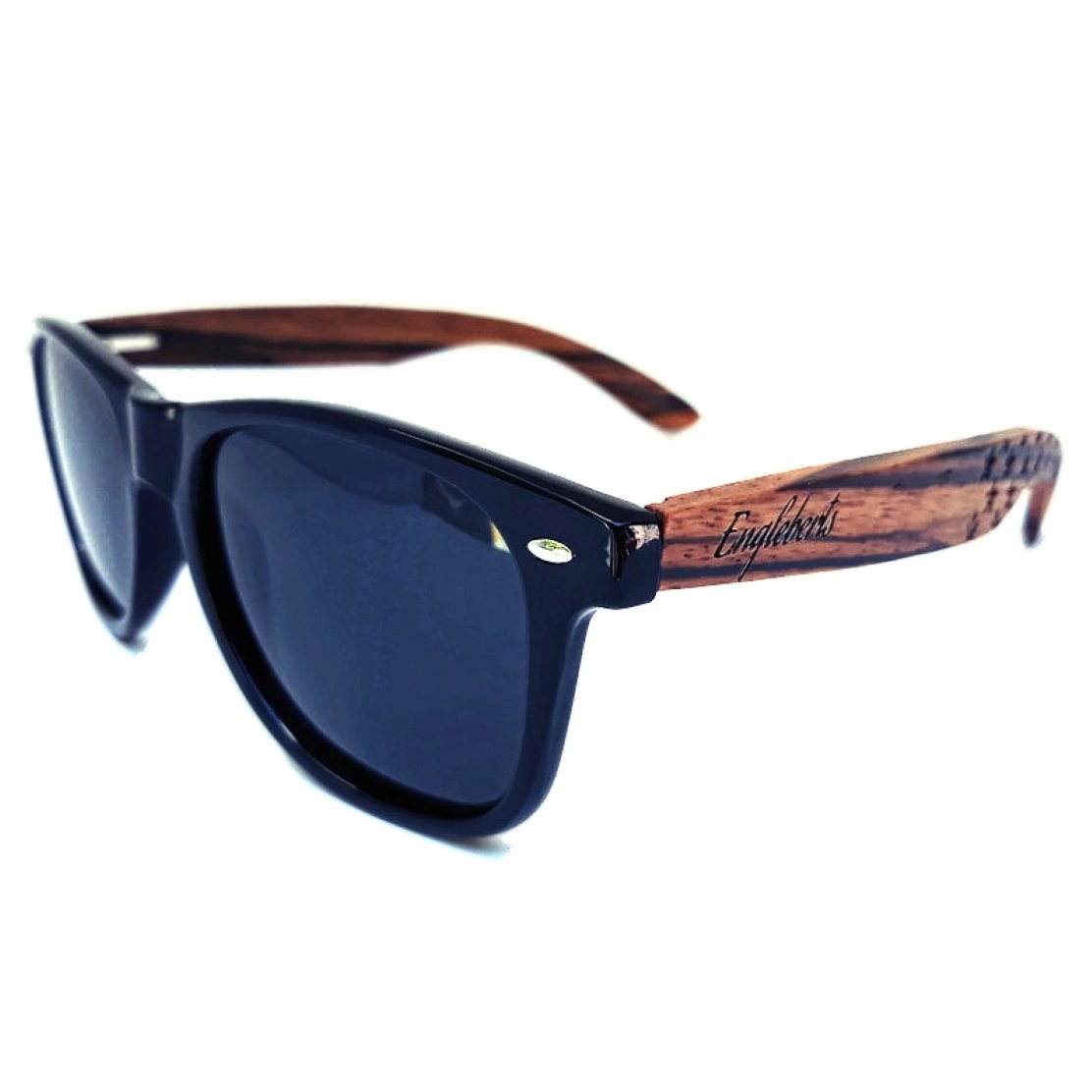 Zebrawood Sunglasses, Stars and Bars With Wooden Case, Polarized,