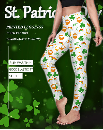 Saint Patrick's Day Costume Digital Printed With Hip Lifting Fitness Pants