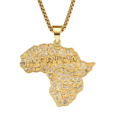 Necklace With Diamonds Africa Map Pendant