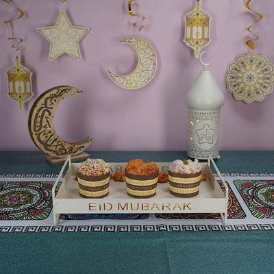 Iron Golden Tray Dessert Stand Decorative Ornament For Ramadan Festival