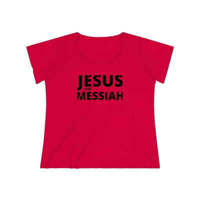 Womens Curvy Plus Size T-Shirt, Jesus One Messiah - Christian