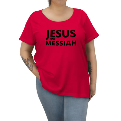 Womens Curvy Plus Size T-Shirt, Jesus One Messiah - Christian