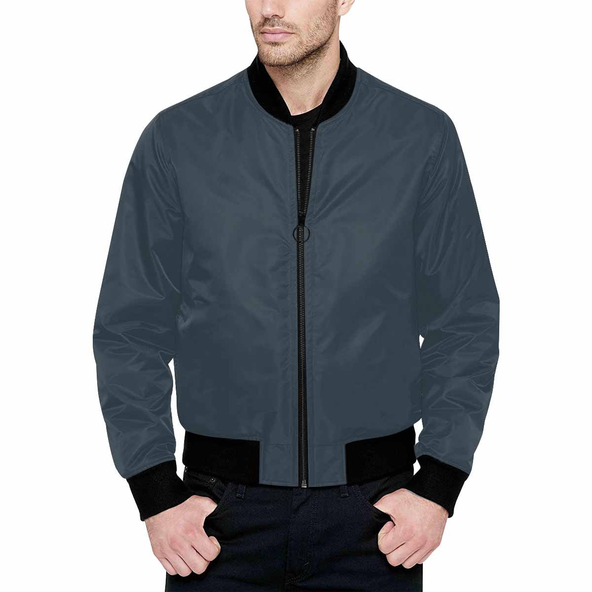 Mens Jacket, Charcoal Black And Black Bomber Jacket