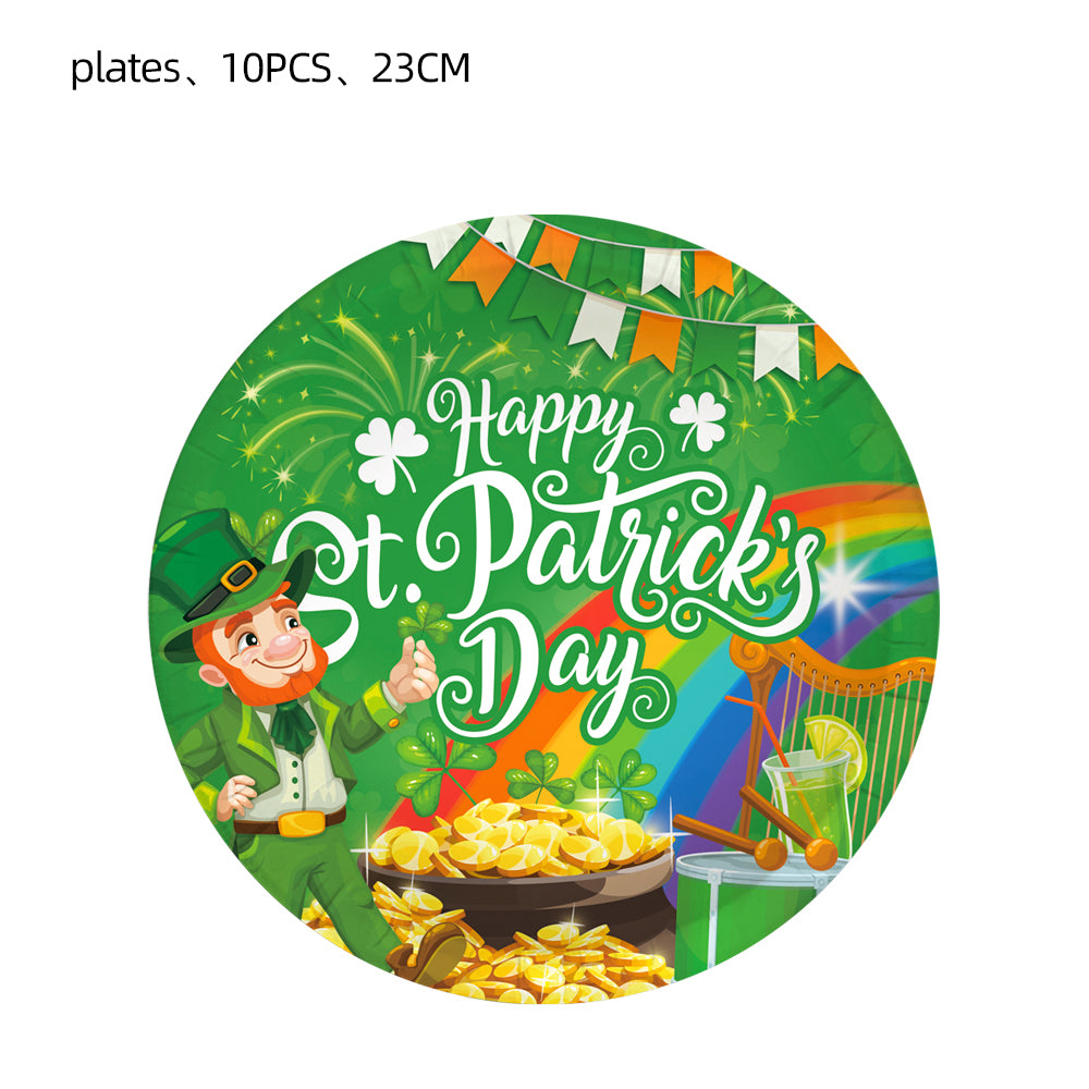 St. Patrick s Day Decorations Lucky Clover Hat Irish Shamrock Banner Cup Plate For happy St.Patricks Day Irish Party