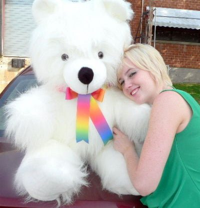 American Made Giant White Teddy Bear 45 inches Soft Big Plush Stuffed