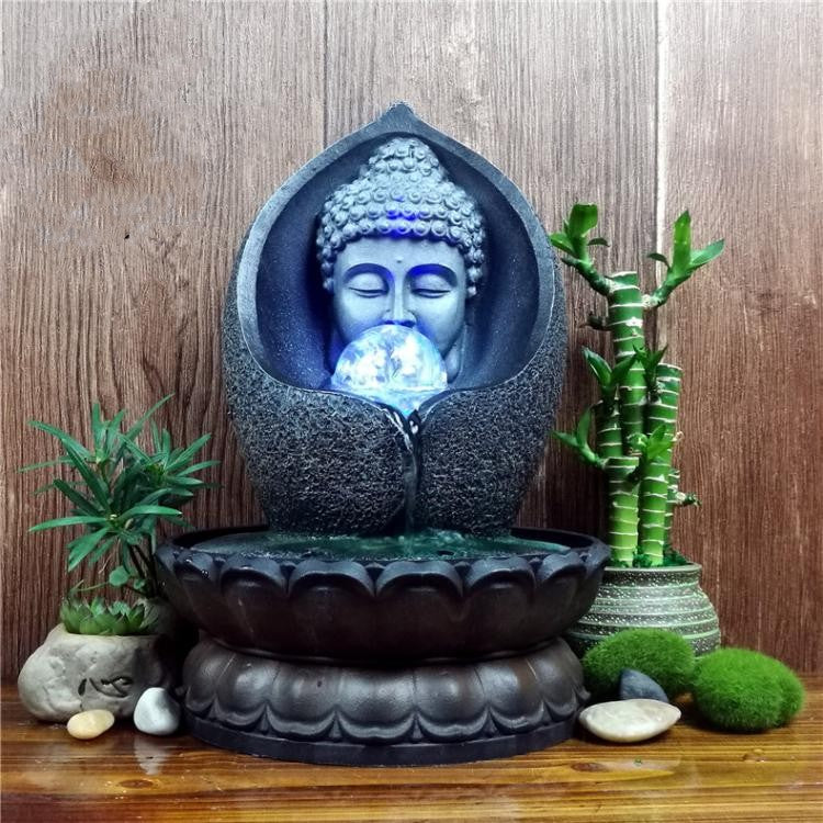 Buddha Statue Water Decoration Zen Fountain Fortune