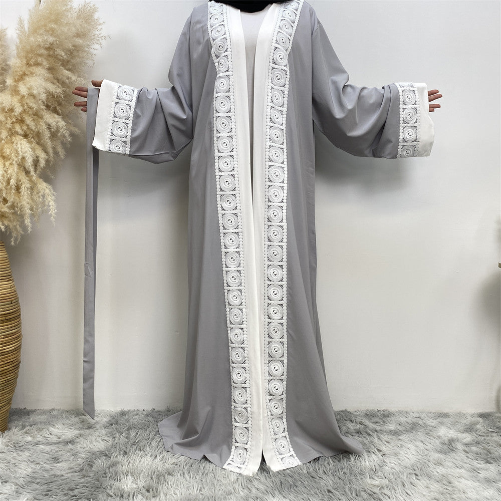 Women's Fashion Patchwork Lace Muslim Robe