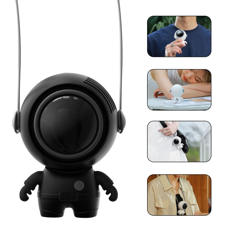 Small Handheld Personal Neck Fans USB Rechargeable Astronaut