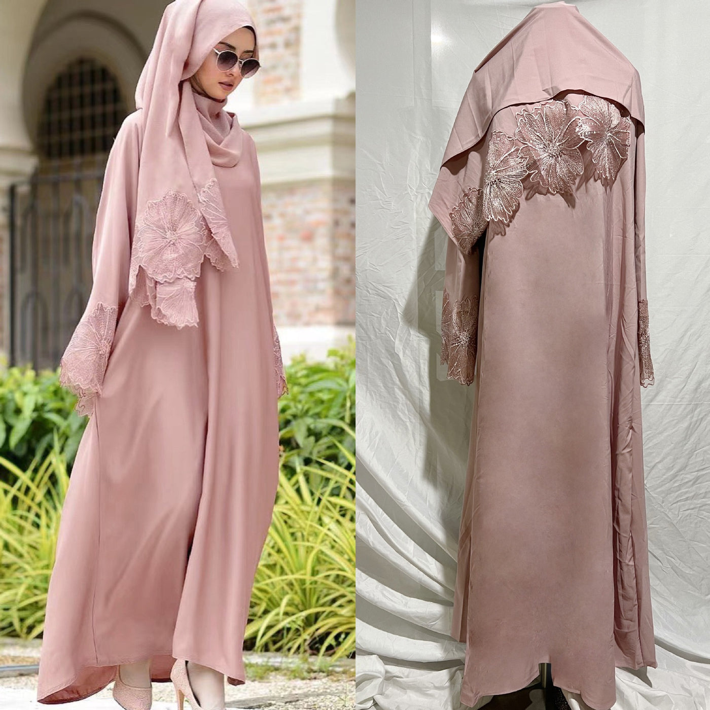 Women's Muslim Robe Malay Indonesian Dress With Headscarf