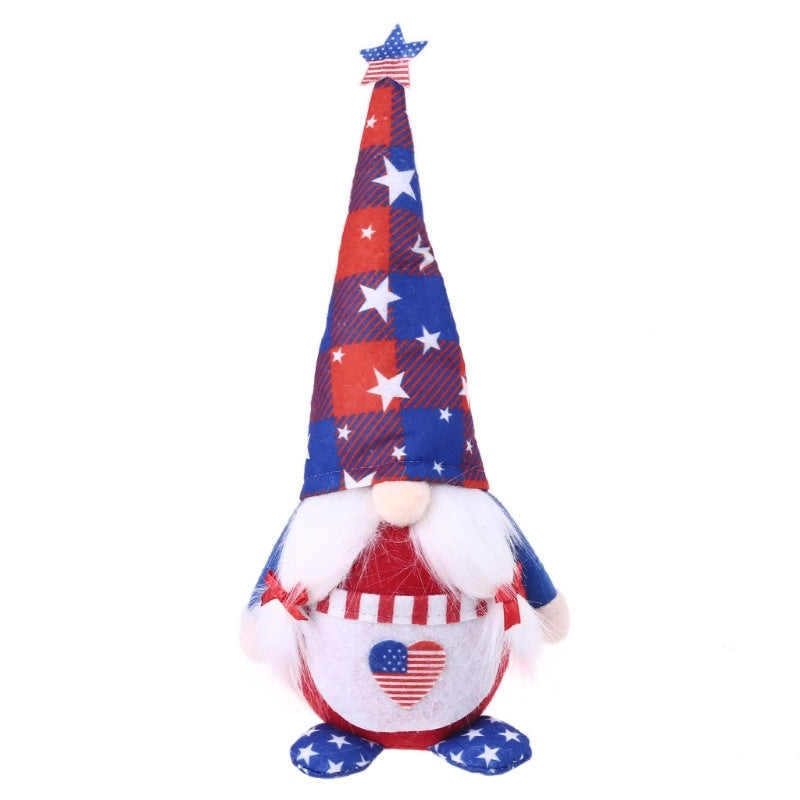 American Flag Independence Day Striped Five-pointed Star Gnome Plush Doll Decoration