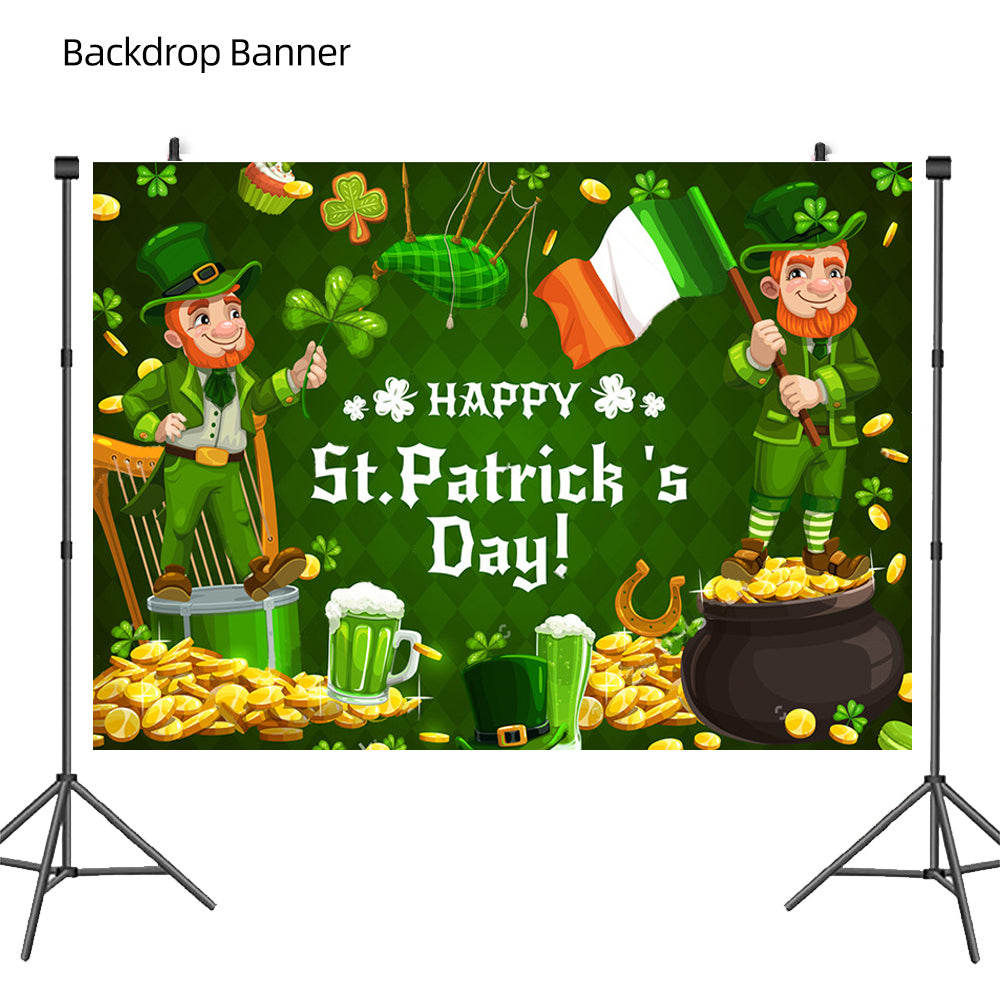 St. Patrick s Day Decorations Lucky Clover Hat Irish Shamrock Banner Cup Plate For happy St.Patricks Day Irish Party