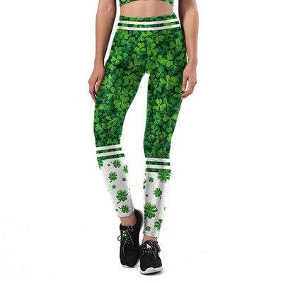 Saint Patrick's Day Digital Printing Festival Tank Top Bottom Yoga Suit Set For Women