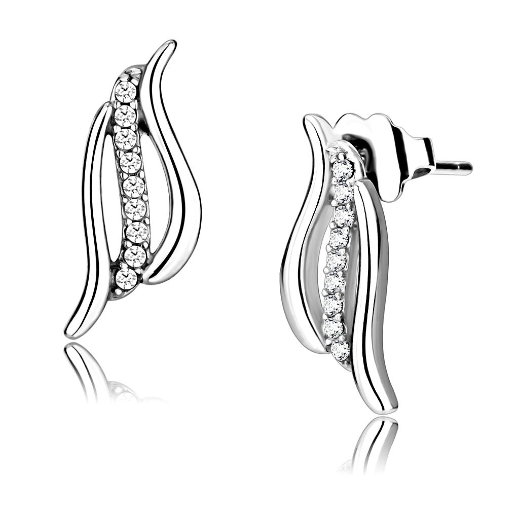 DA175 - High polished (no plating) Stainless Steel Earrings with AAA