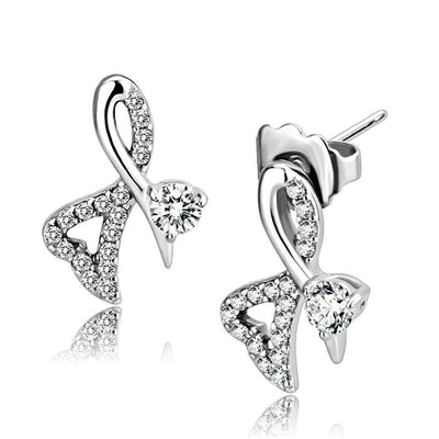 DA204 - High polished (no plating) Stainless Steel Earrings with AAA G