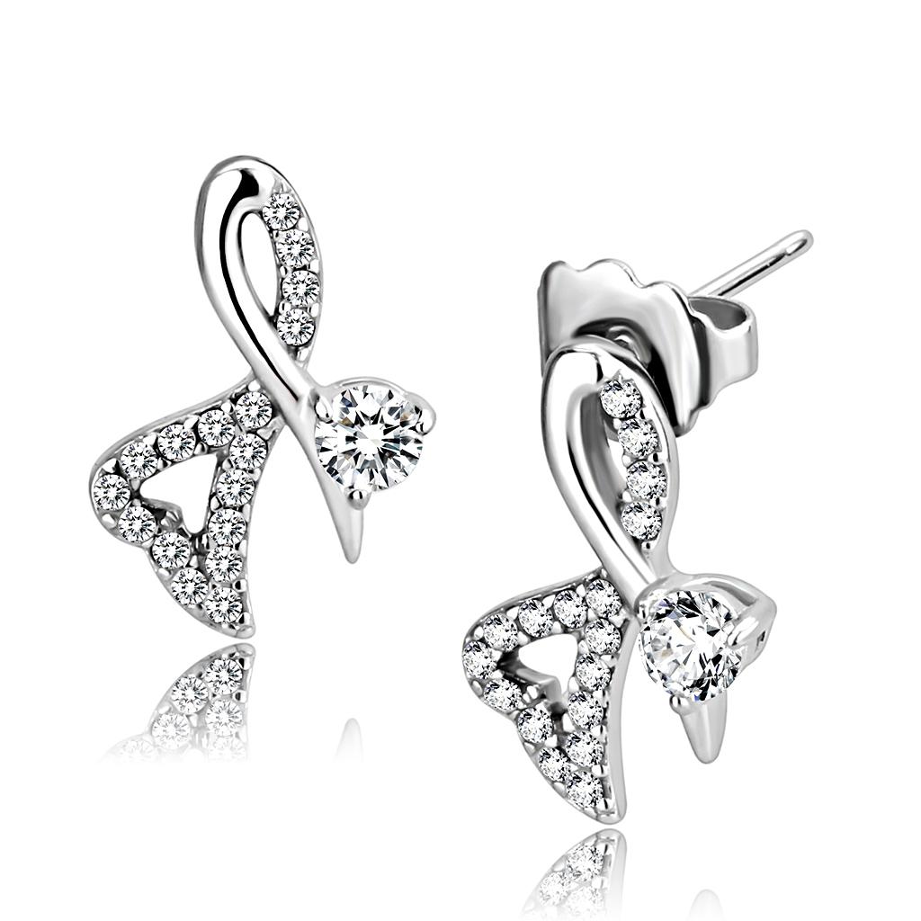 DA204 - High polished (no plating) Stainless Steel Earrings with AAA G