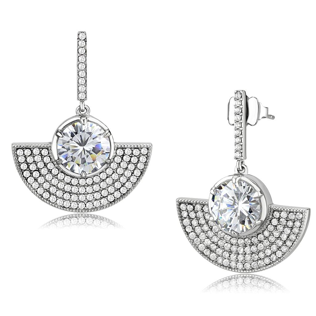 DA334 - No Plating Stainless Steel Earrings with AAA Grade CZ  in