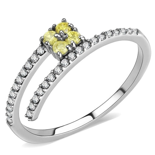 DA338 - No Plating Stainless Steel Ring with AAA Grade CZ  in Topaz