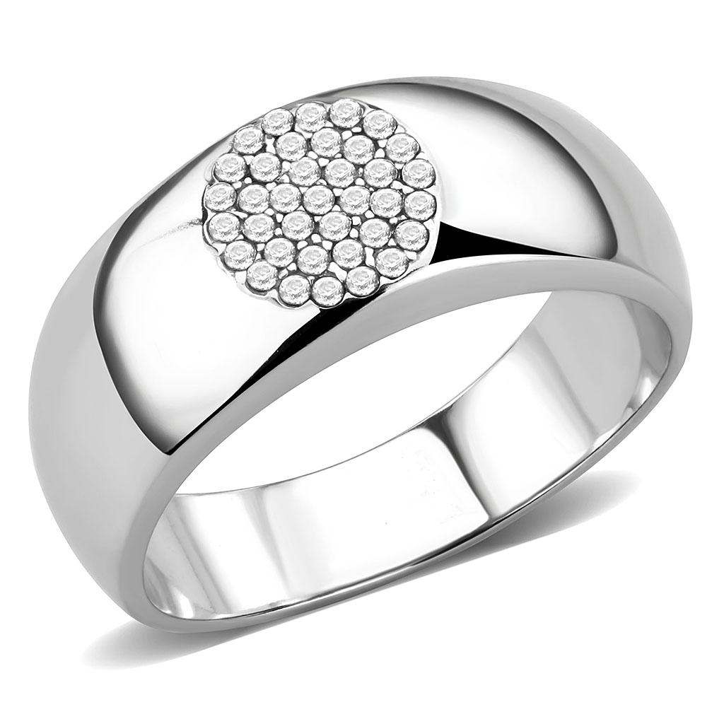 DA367 - High polished (no plating) Stainless Steel Ring with AAA Grade