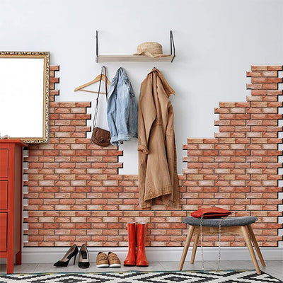 Self-adhesive wallpaper NewYorkWall show the image of orange bricks