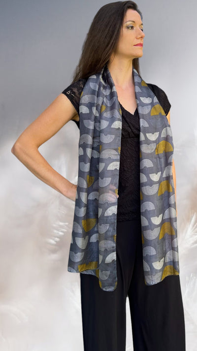 Gray and Gold Silk Scarf