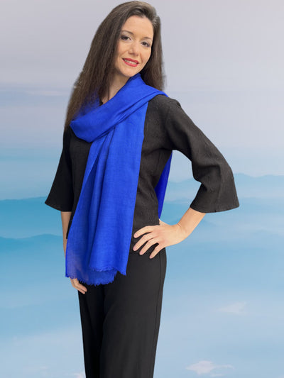 Cobalt Cashmere Thin Weave Solid Scarf