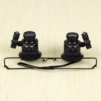 20X Glasses Type Binocular Magnifier Watch Repair Tool Led Lights