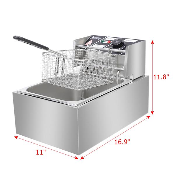 2500W 220-240V 6.3QT Stainless Steel Single Cylinder Electric Fryer