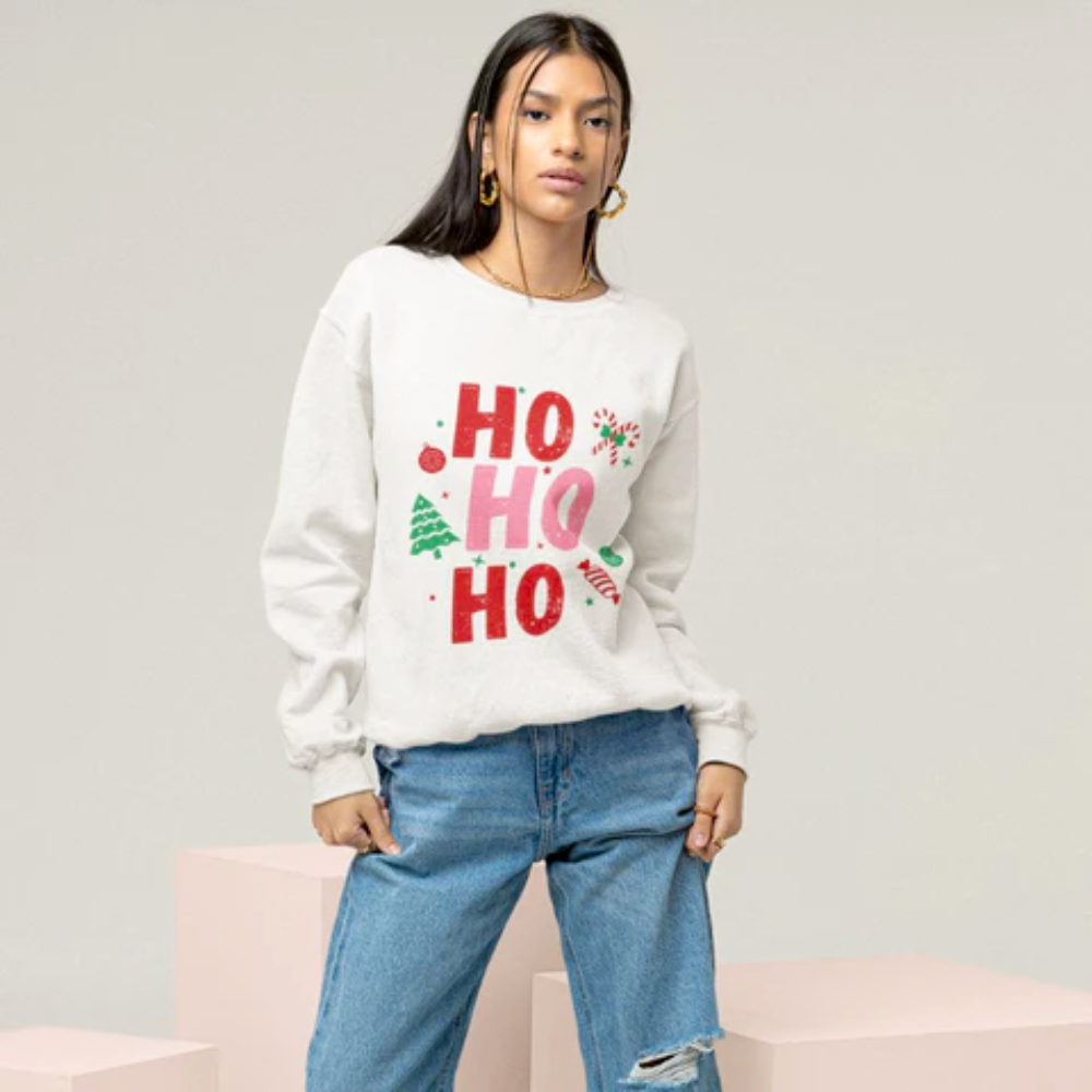 Womens Ho Ho Ho Holiday Sweatshirt