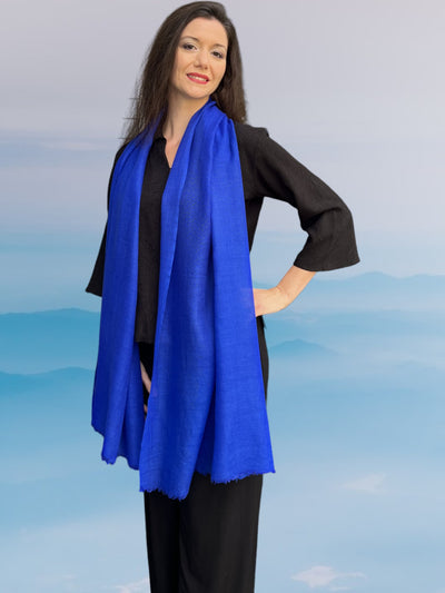 Cobalt Cashmere Thin Weave Solid Scarf