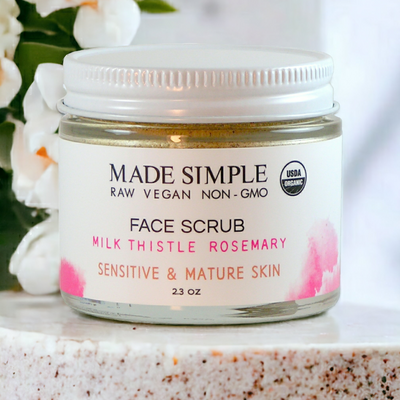 Certified Organic Vegan Milk Thistle Rosemary Face Scrub