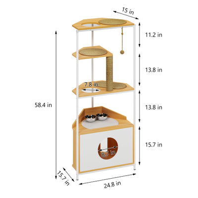 Cat Condo with Feeding Station and Climbing Platforms,