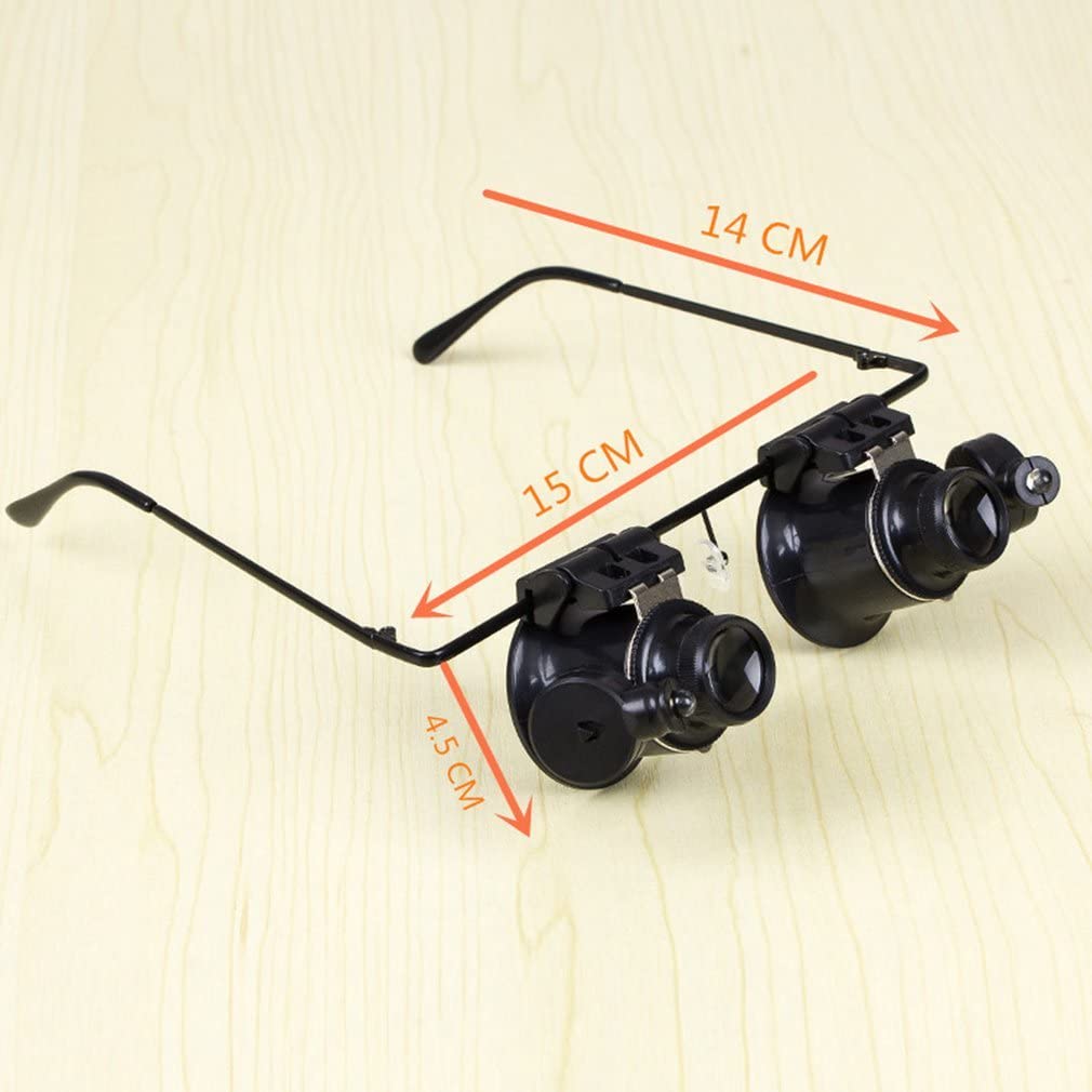 20X Glasses Type Binocular Magnifier Watch Repair Tool Led Lights