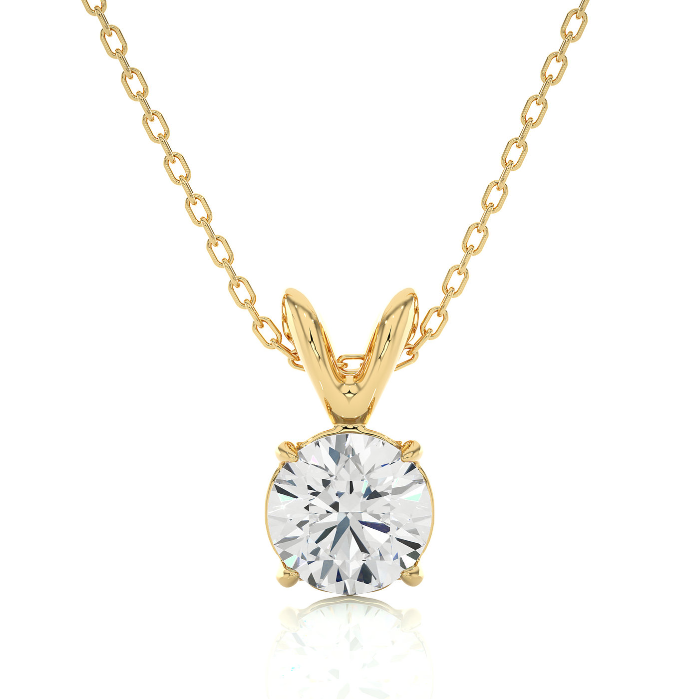 Yellow Gold Moissanite Round Shape Pendant  – OF0002