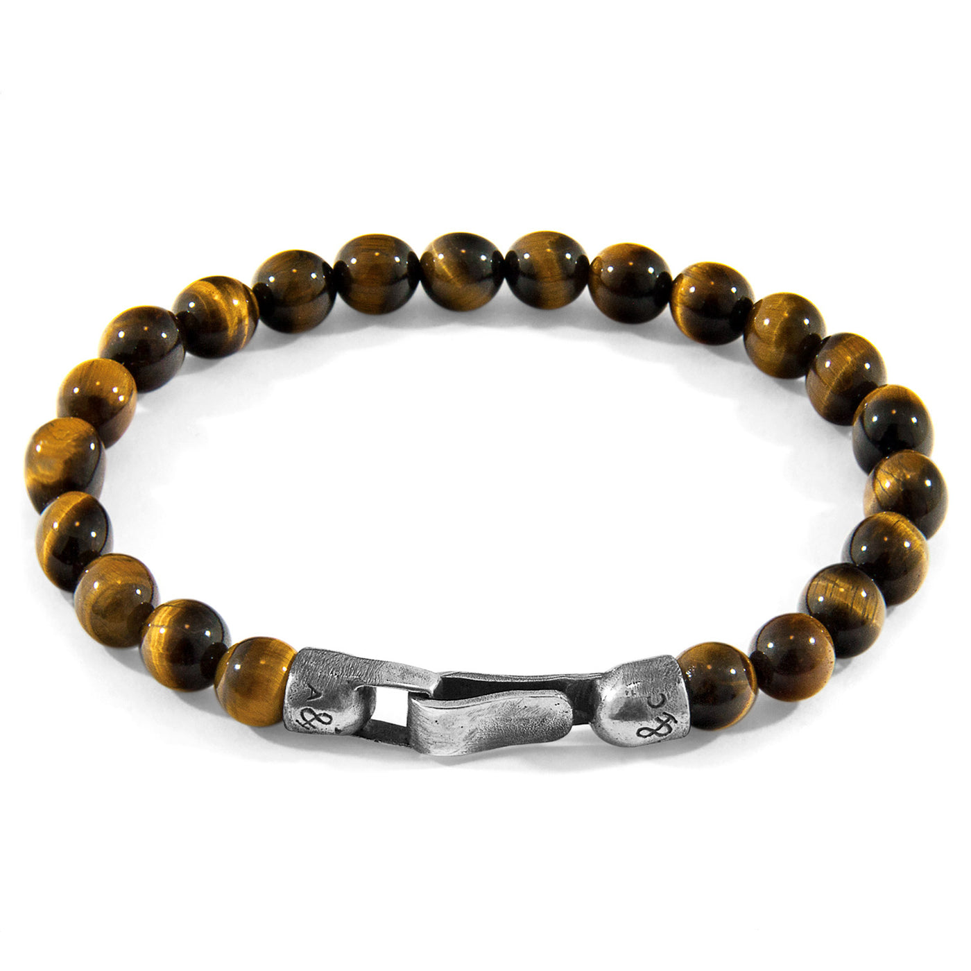 Brown Tigers Eye Nachi Silver and Stone Beaded Bracelet